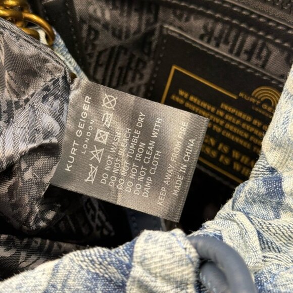 🆕 KURT GEIGER LONDON 🧿 NWOT Kensington Denim Drawstring Shoulder Bag - Picture 14 of 16